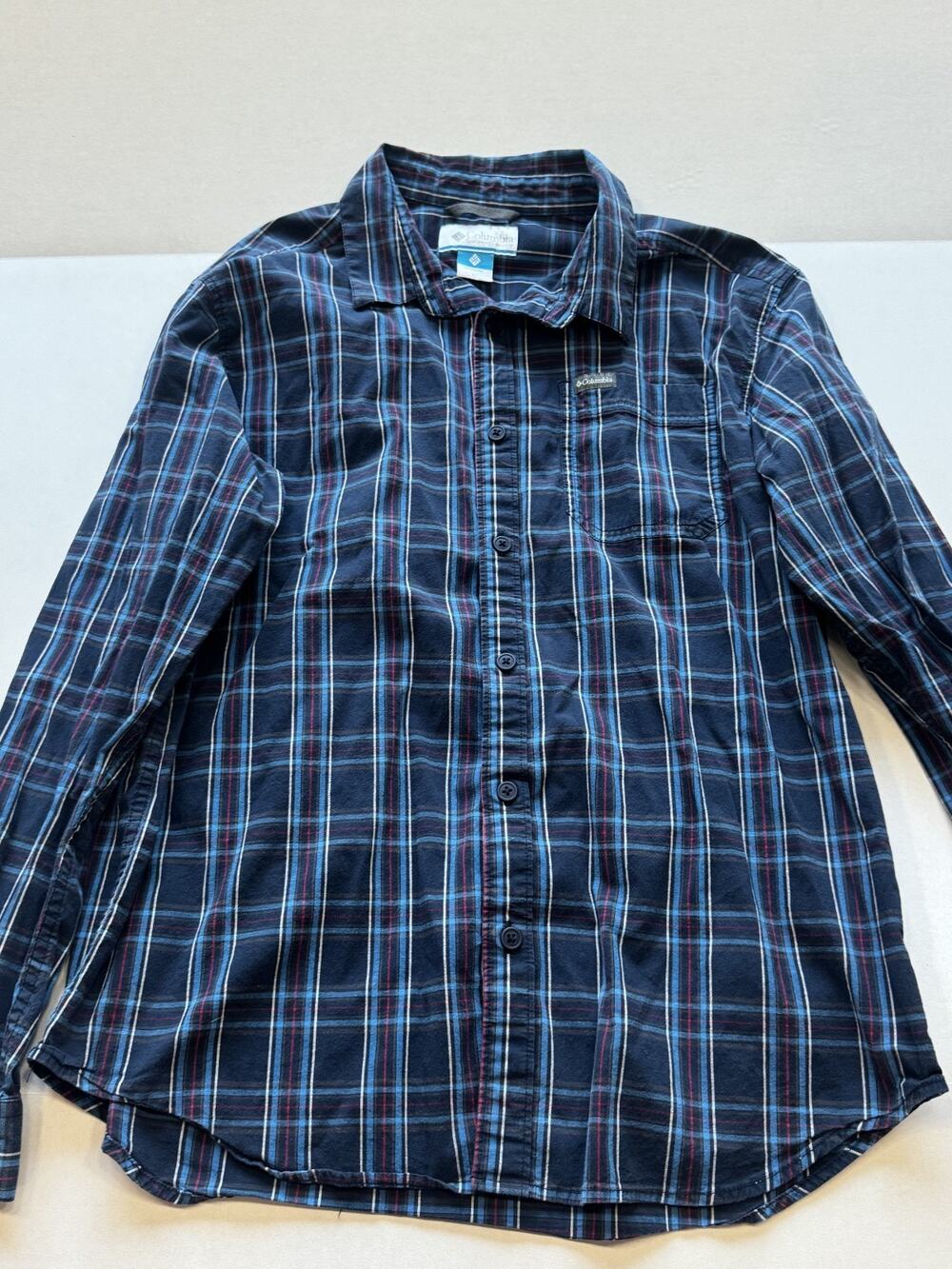 Men's Dark Blue Columbia Long Sleeve Button Down Size L